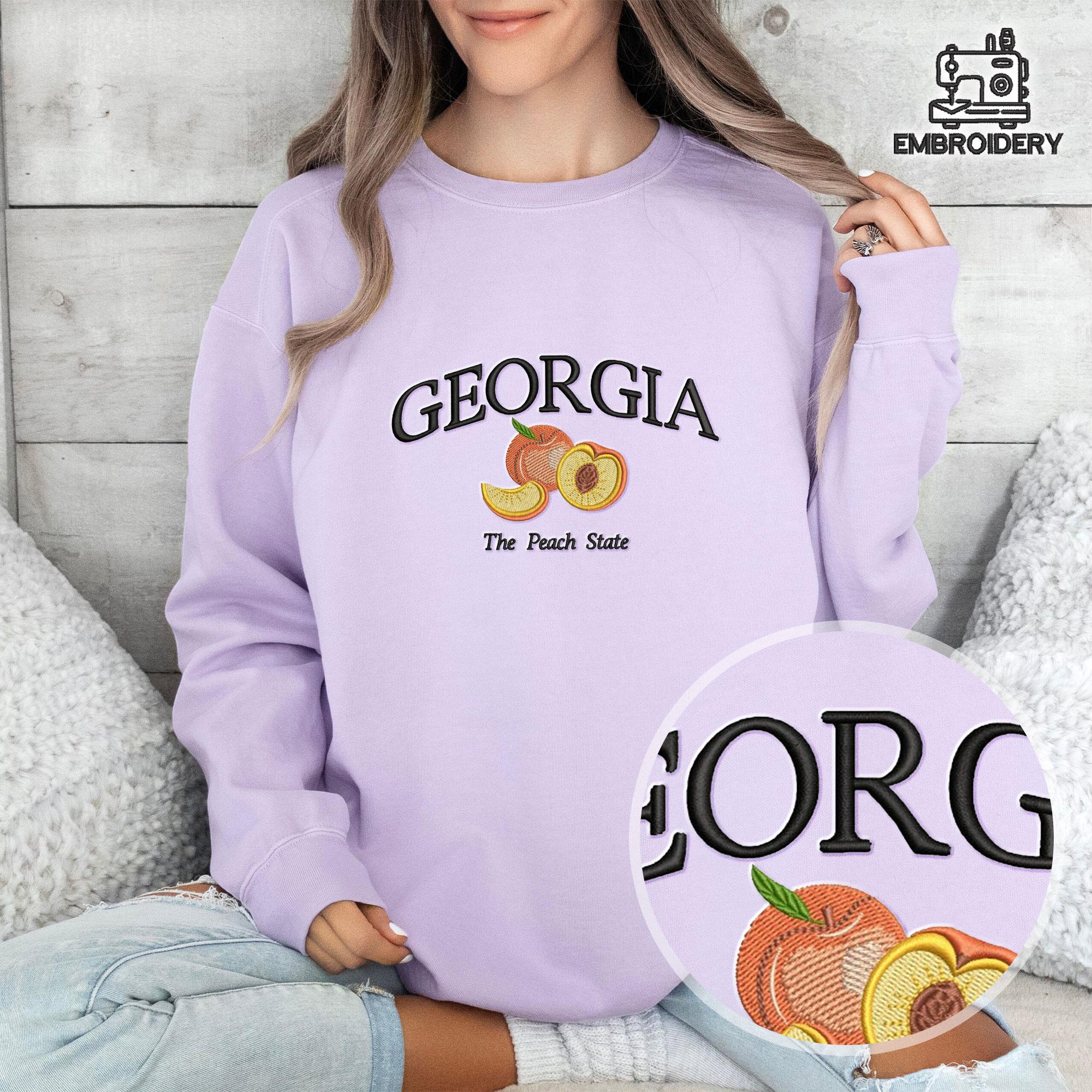 Embroidered Georgia Peach State Fruit Sweatshirt - Image 5