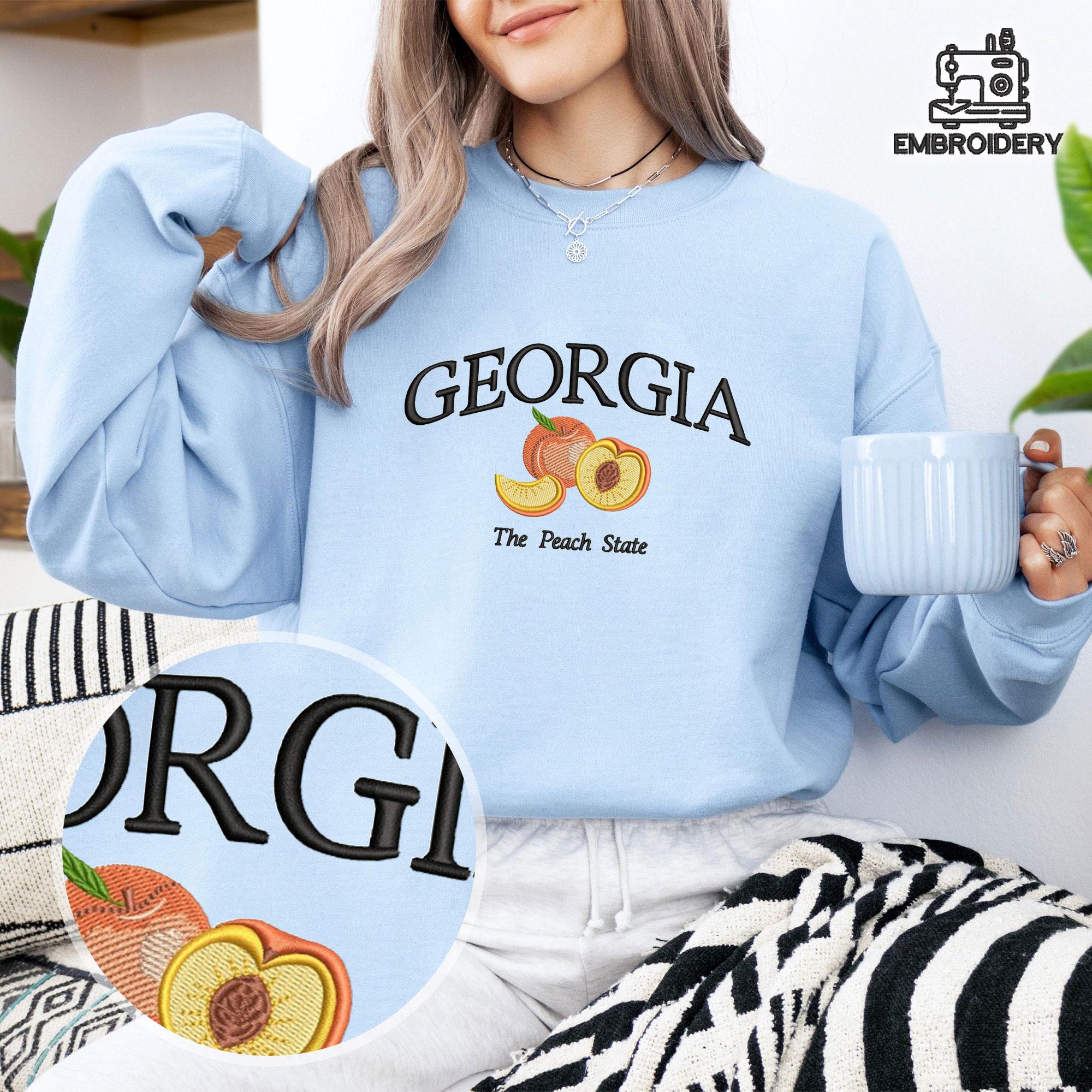 Embroidered Georgia Peach State Fruit Sweatshirt - Image 6