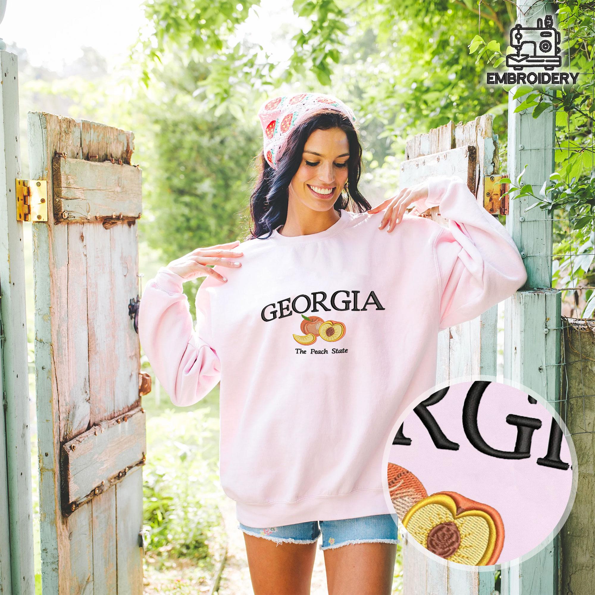 Embroidered Georgia Peach State Fruit Sweatshirt - Image 7