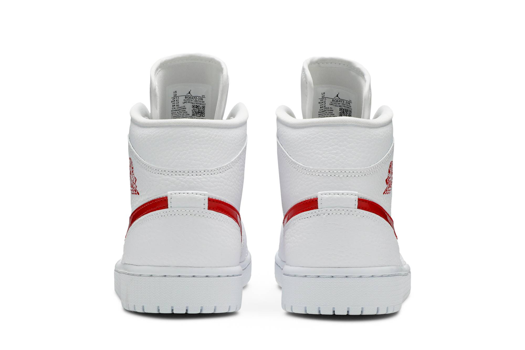 Air Jordan 1 Mid ‘White University Red’ BQ6472-106 - Image 6