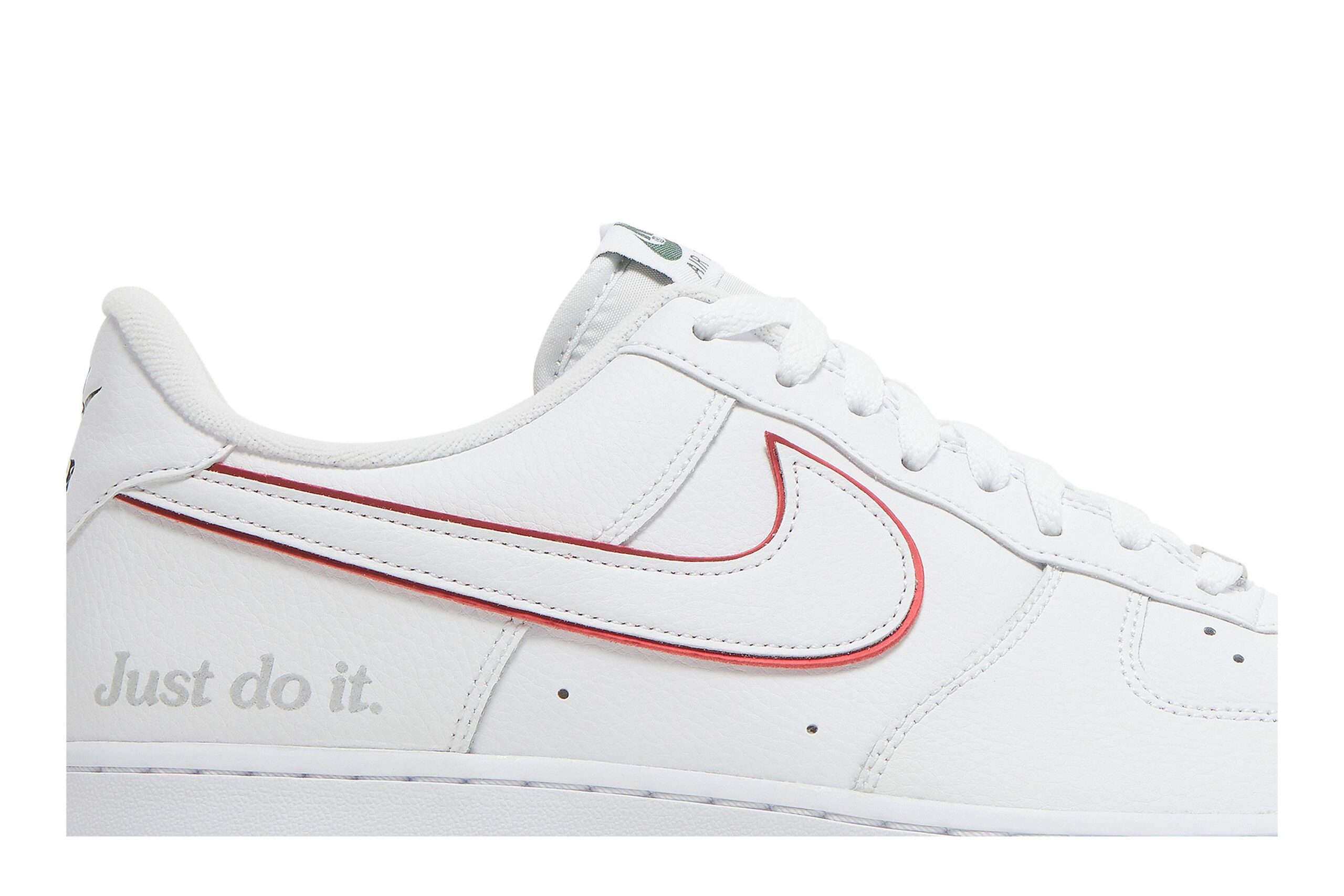 Nike Air Force 1 Low ‘Just Do It White Noble Green Metallic Silver University Red’ DQ0791-100 - Image 2